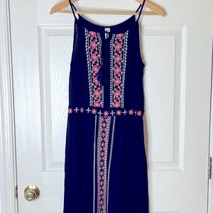 Justice Long Black Flower Hippie Sleeveless Dress